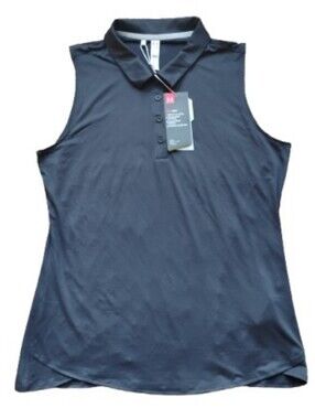 NWT Under Armour Women's Black Sleeveless Golf Polo Large